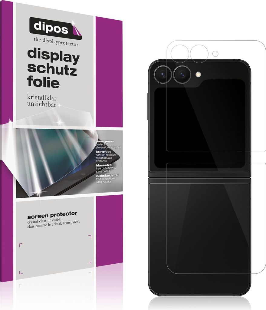 2x Schutzfolie für Samsung Galaxy Z Flip7 FE Aussenseite klar Displayschutzfolie Folie Display Schutz (je 2 Folien für Aussen-Display + Rückseite)