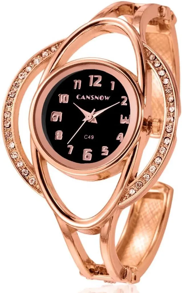 Orologio Elegante Donna Oro Nero con Strass - Design Trendy Quotidiano