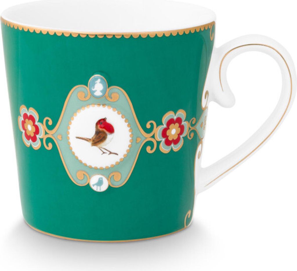 PIP STUDIO Love Birds Medallion Henkelbecher grün 250ml
