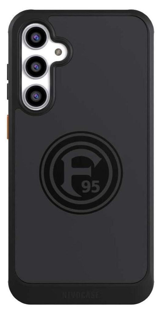 NIVOCASE Hülle für Samsung Galaxy S23 FE Handyhülle NIVOcore Case Schwarz F95 Fortuna Düsseldorf Logo