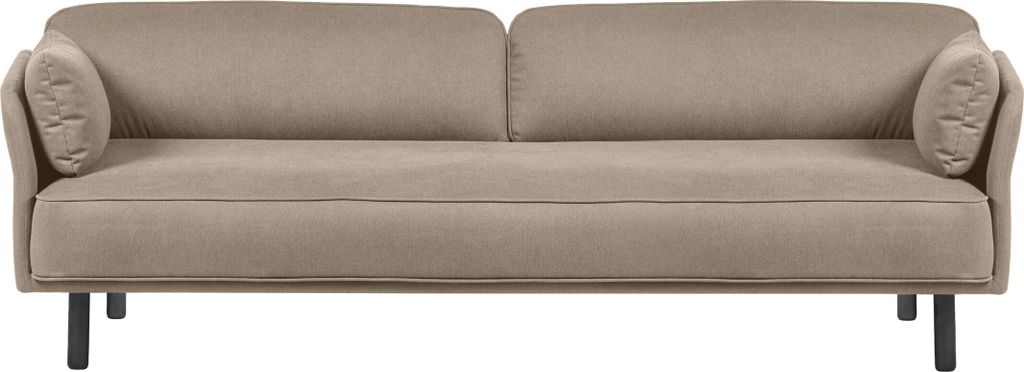 Nasen Ausklappbares Sofa für 3 Personen 215cm, Dreisitzer auf schwarzen Beinen, Skandinavischer Stil, Mit Schlaffunktion und Bettkasten