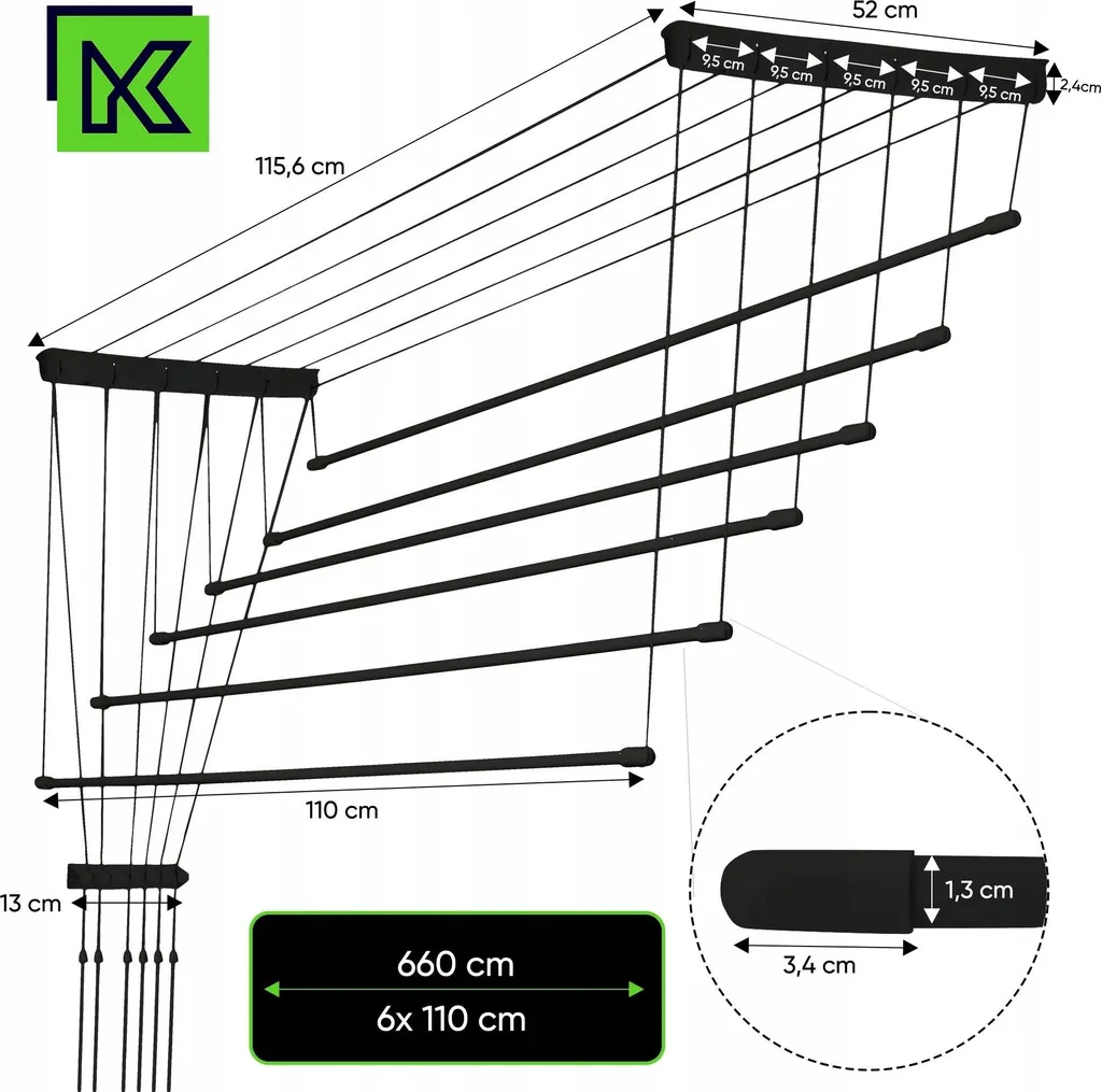 Offerta Stendibiancheria Soffitto 110 cm - 6 Aste - Spazio Infinito! - 3