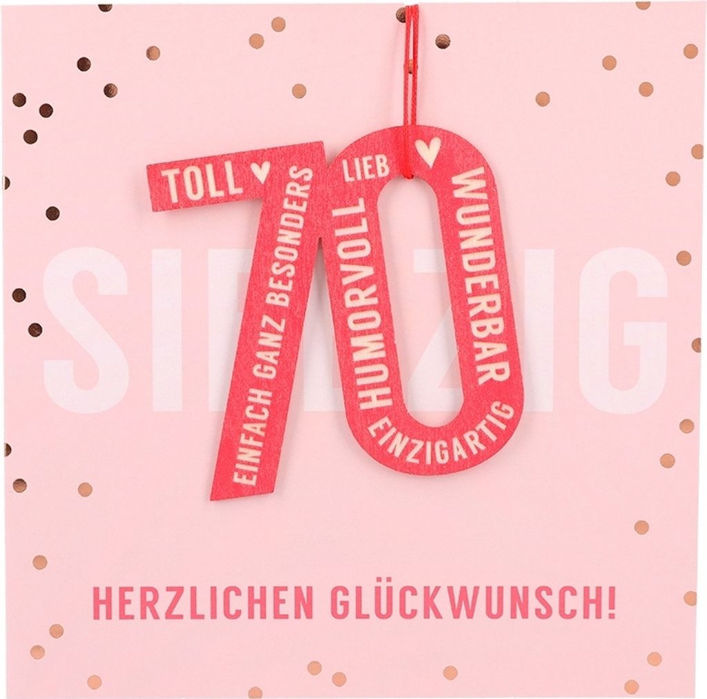 Depesche Klappkarte mit Anhänger : 70 Herzlichen Glückwunsch! Karte mit Anhänger: 70 Herzlichen Glückwunsch!