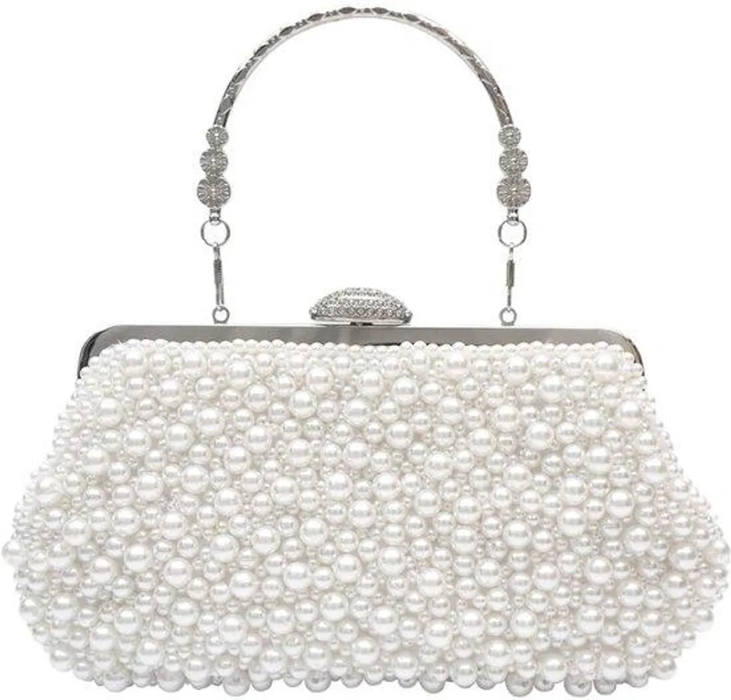 Mini sac rigide blanc et pochette de mariage au design épuré