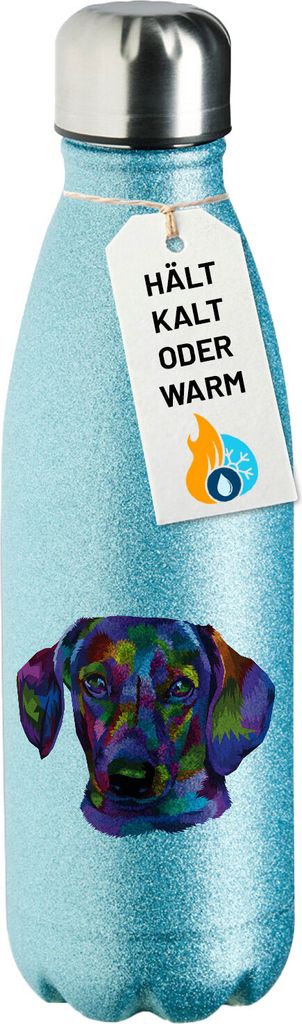 Huuraa Trinkflasche Dackel Colorful 500ml Blue Edelstahl Wasserflasche Trinkflasche Geschenkidee