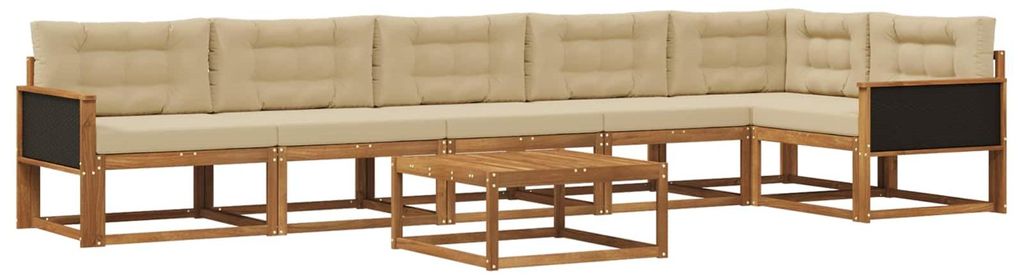 vidaXL Outdoor-Sofagarnitur mit Kissen 7 pcs Natur und Beige