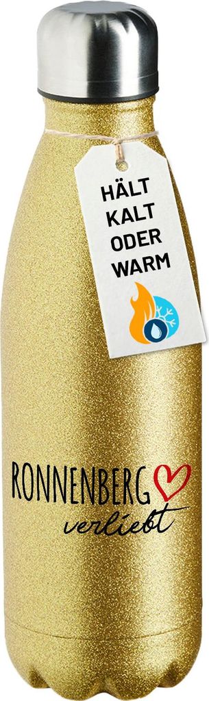 Huuraa Trinkflasche Ronnenberg verliebt 500ml Gold Edelstahl Wasserflasche Trinkflasche Geschenkidee