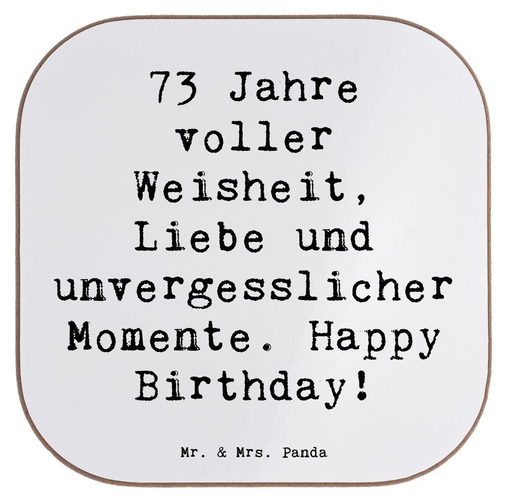 Mr. & Mrs. Panda Untersetzer Glas Spruch 73. Geburtstag - Weiß - Geschenk, Coaster, für Gläser, besonderer, Happy Birthday, Tischschoner, besond...