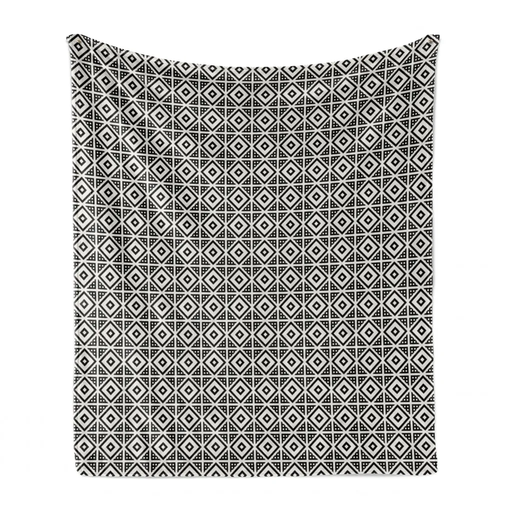 Plaid Decorativo ABAKUHAUS Grigio e Bianco - Stile Moderno a Rombi