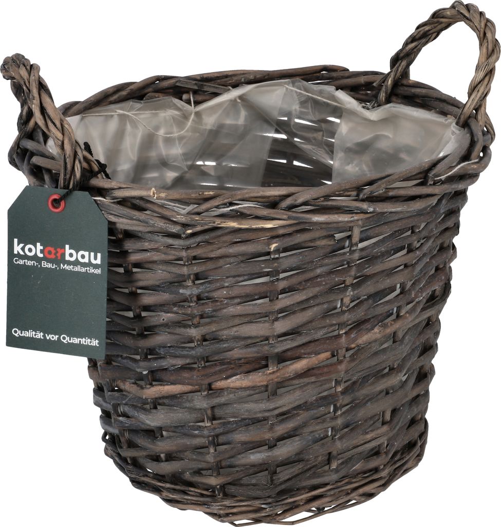 KOTARBAU Blumentopf geflochten Korb geflochten Weidenkorb für Blumen 23 cm Flechtkorb Weidentopf Übertopf Rustikal Graphit