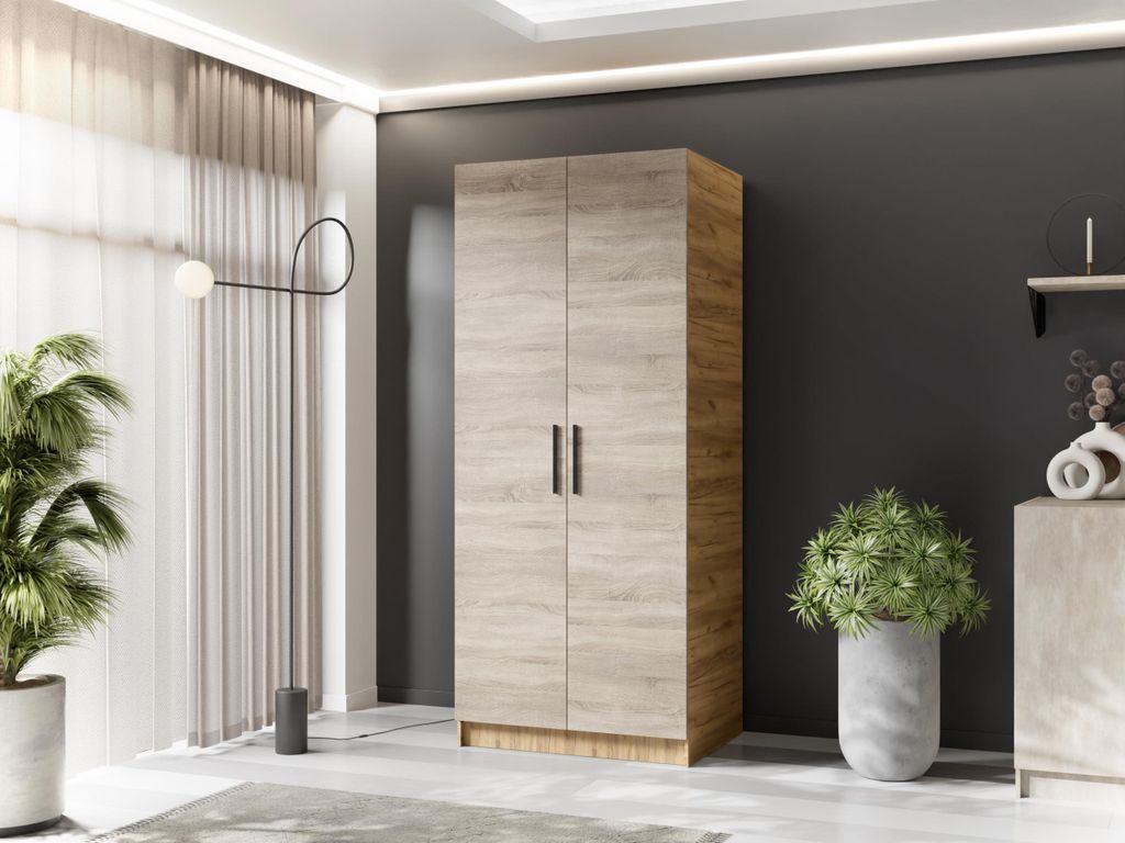 KIER FURNITURE Drehtürenschrank - Kleiderschrank mit Kleiderstange , 78x205x52,5 cm