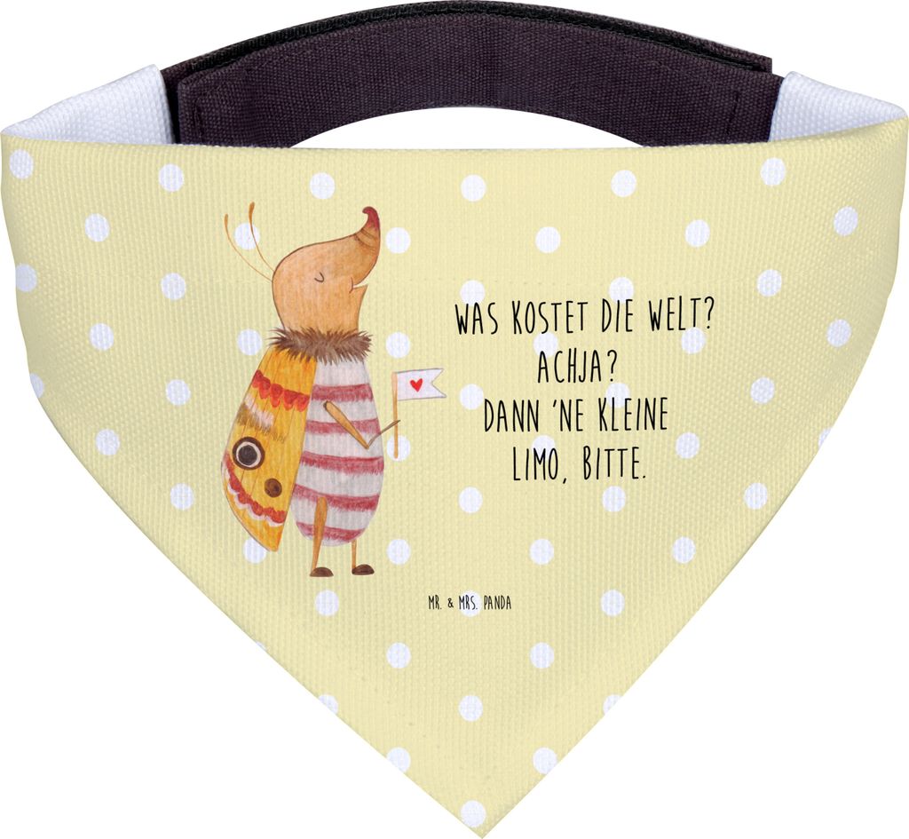 Mr. & Mrs. Panda Hundetuch Nachtfalter Fähnchen - Gelb Pastell - Geschenk, Lustige Sprüche, Spruch Witzig, Süß, Halstuch für Hund, Hunde, Hals...