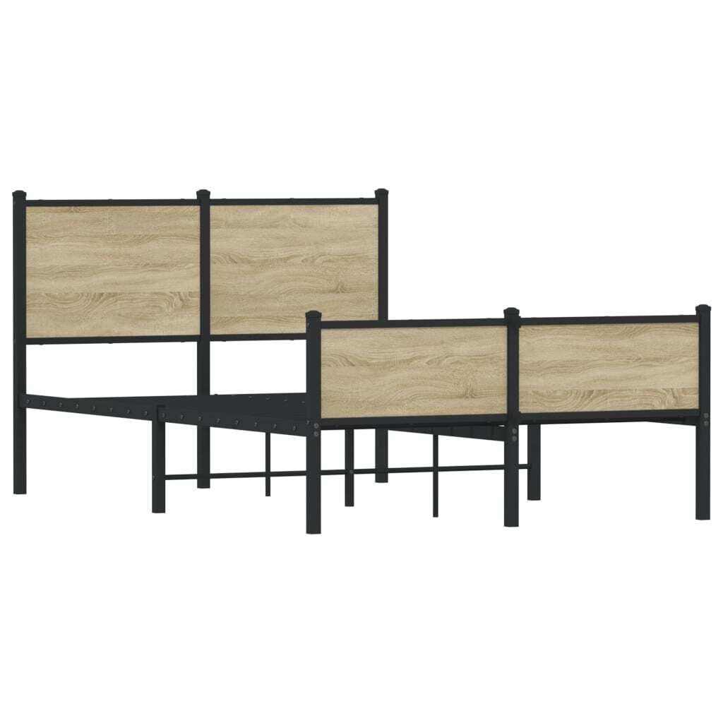 Metallbett ohne Matratze Sonoma-Eiche 120x200 cm
