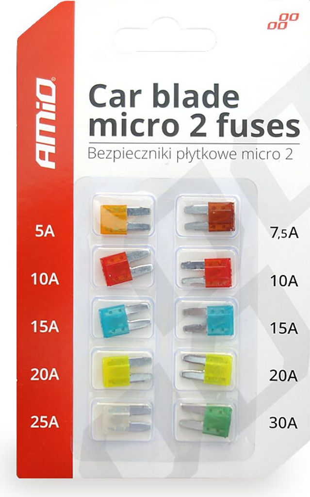 Auto Sicherungen MICRO 2 Set 10 Stück AMIO-02331 – Höchste Produktbild 