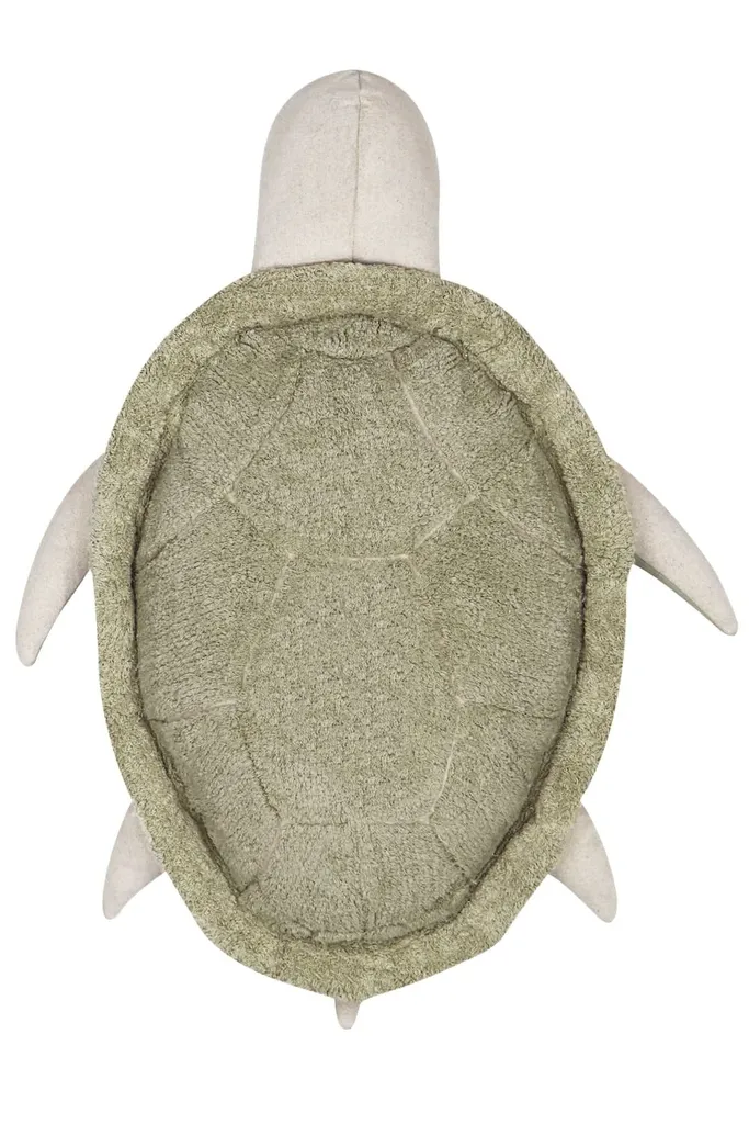 Tabouret Lorena Canals Mrs. Turtle - Pouf Animal en Coton Lavable Vert