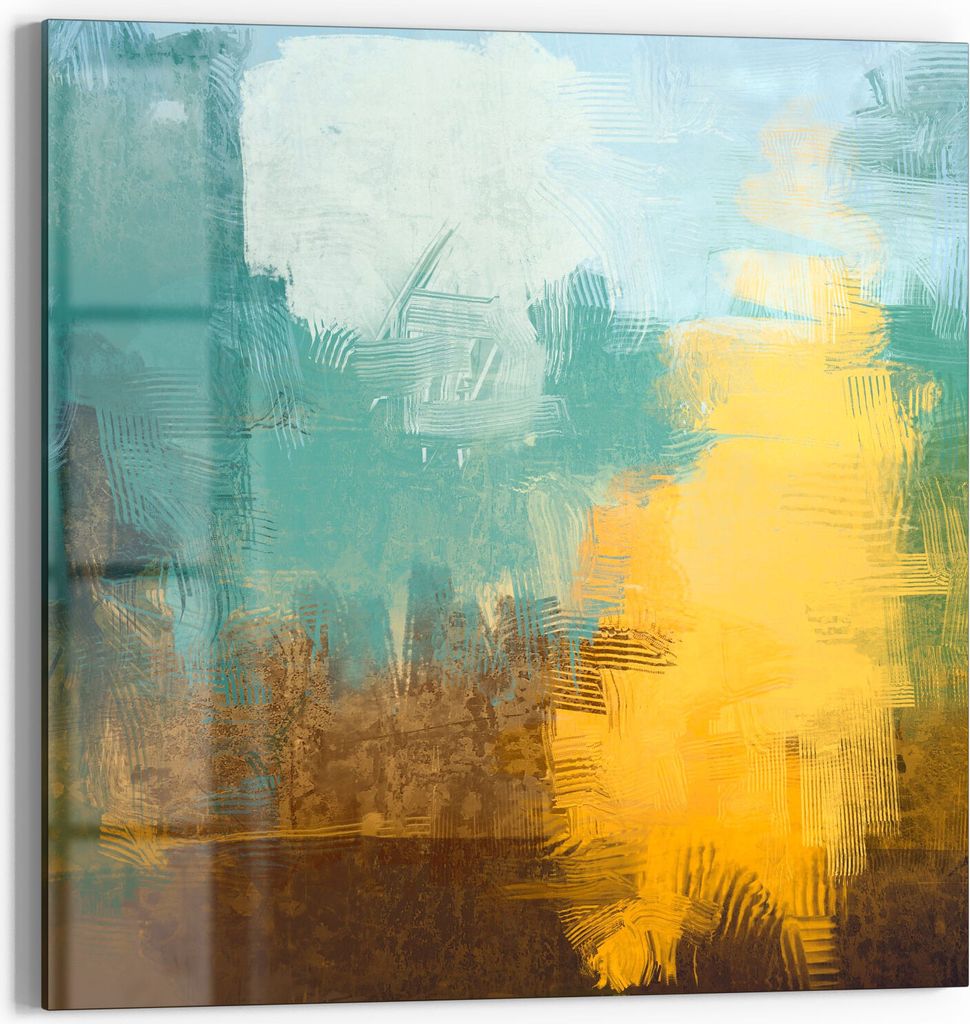 DEQORI Magnettafel Glas 30x30 cm 'Entfremdete Landschaft' beschreibbar Whiteboard