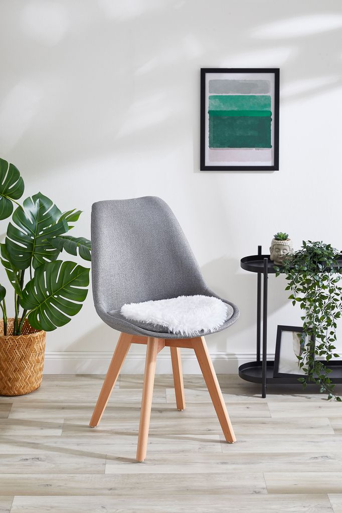 Sitzkissen Weiß 34 cm Rund 4er Set Kunstfell Stuhlauflage Produktbild 2