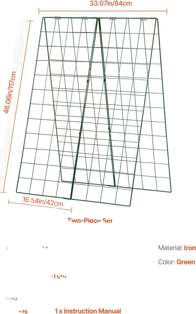 Espalier Concombre Fer Pliable - Support Anti-Maladie Potager 46x32po