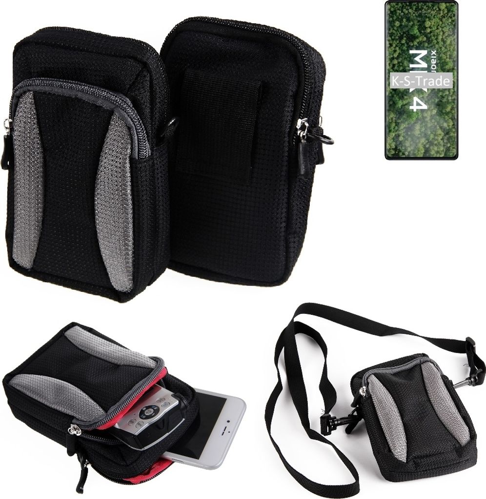 K-S-Trade Holster Schutz Hülle kompatibel mit Xiaomi Mi MIX 4 Handy Hülle Gürteltasche Umhängetasche mit Zusatzfach schwarz
