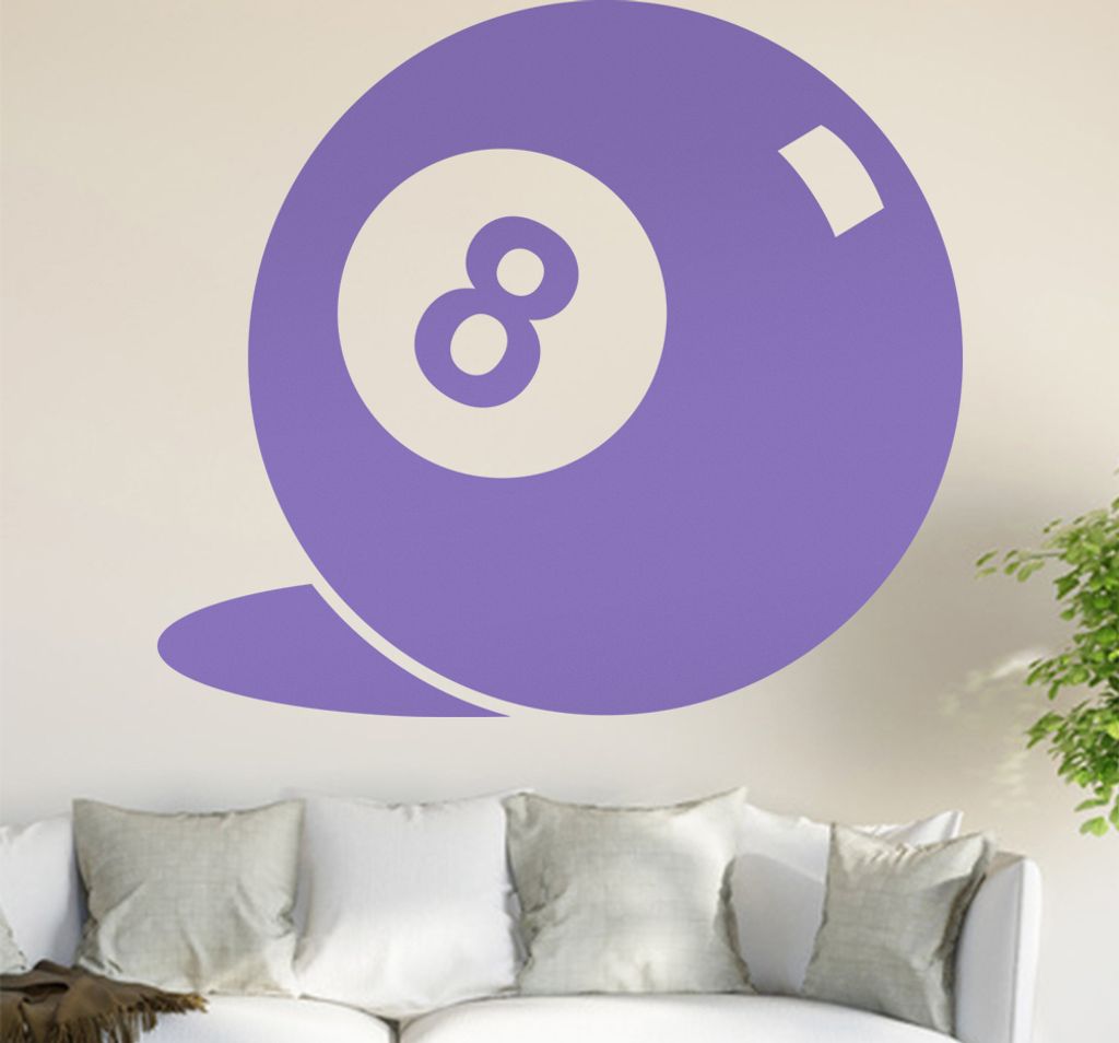 Billard Kugel 8 Wandtattoo in 6 Größen - Wandaufkleber Wall Sticker - Dekoration, Küche, Wohnzimmer, Schlafzimmer, Badezimmer