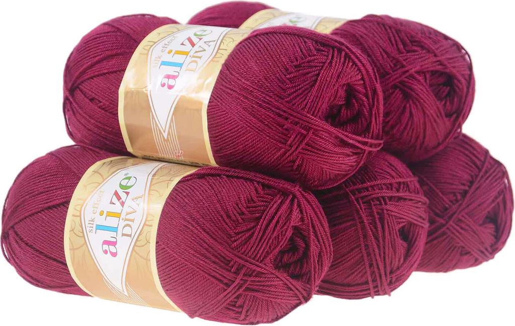 5 x 100g Strickgarn ALIZE DIVA - Häkelgarn Wolle Sommer Stricken Häkeln