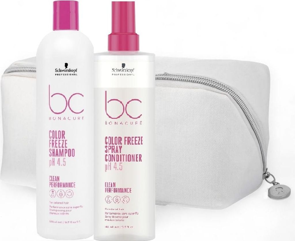 Schwarzkopf BC Color Freeze Shampoo 500 ml + Spray Conditioner 400 ml + Kosmetiktasche