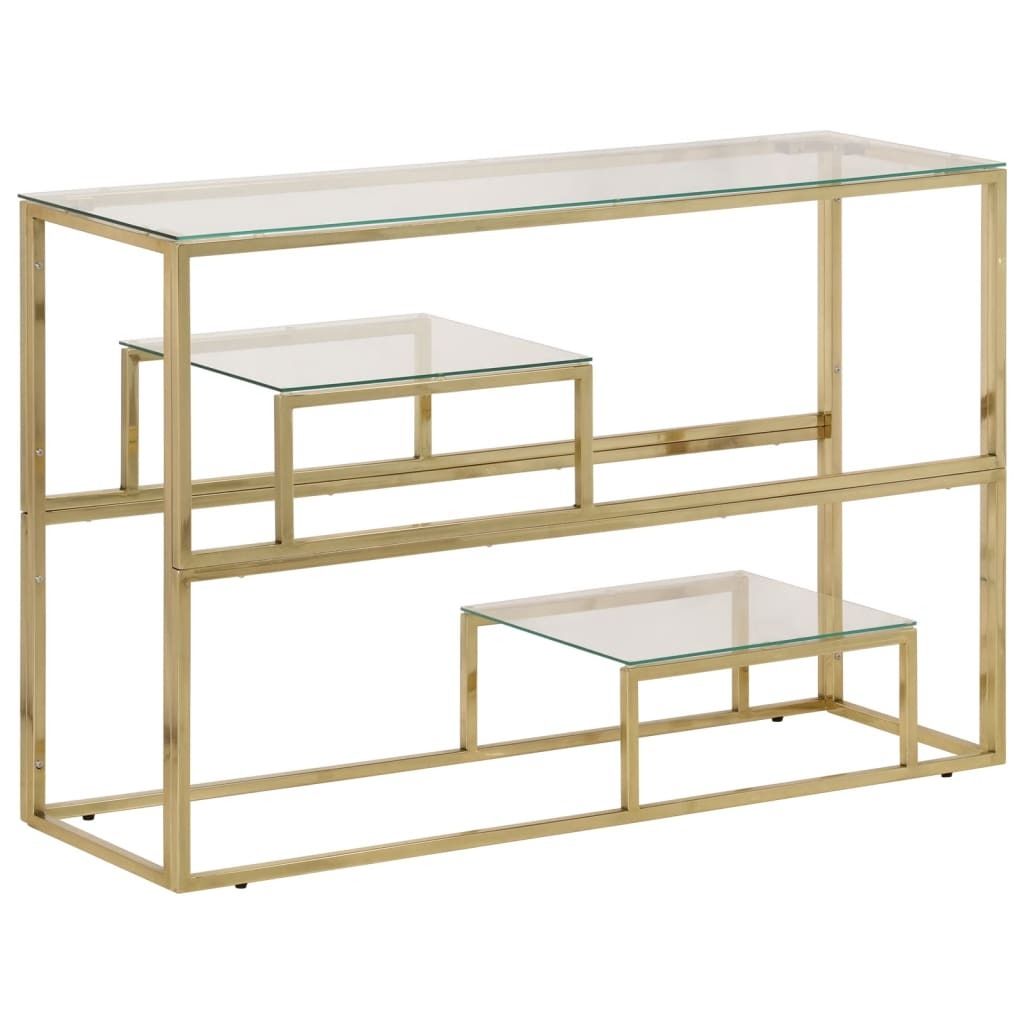 Konsolentisch Golden Edelstahl und Hartglas