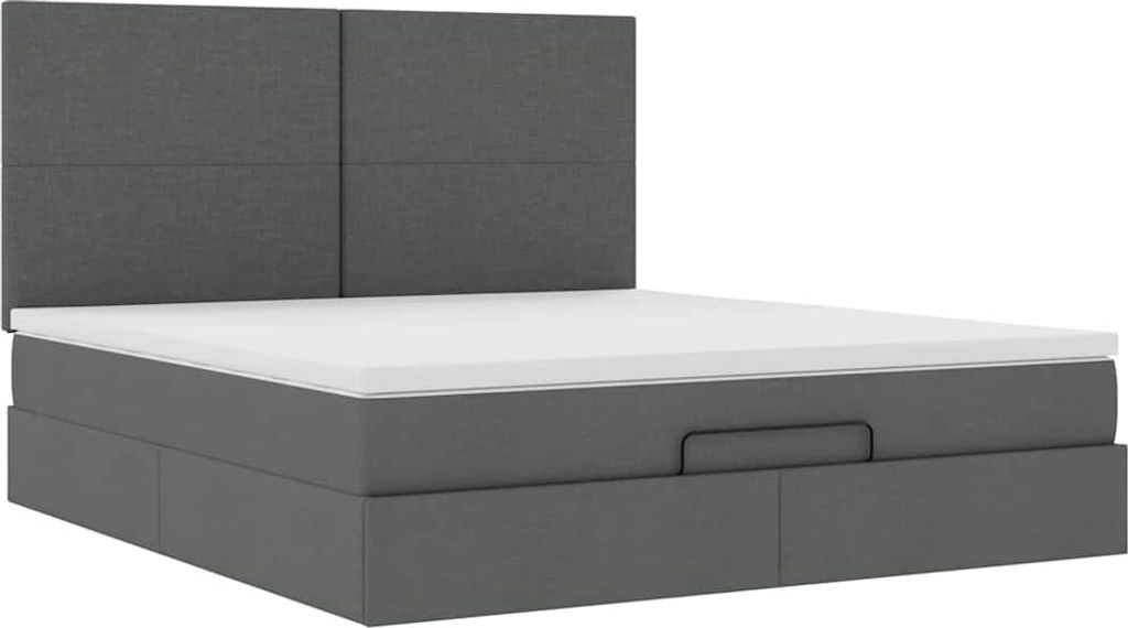 Ottoman-Bett mit Matratze Dunkelgrau 160x200 cm Stoff