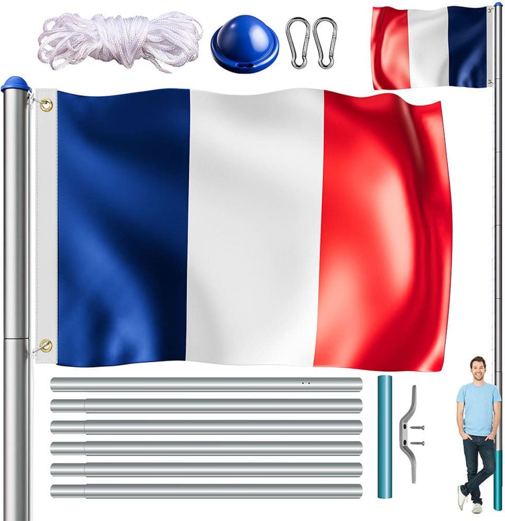 MONZANA® Mât de drapeau télescopique aluminium 6,5m Image du produit 