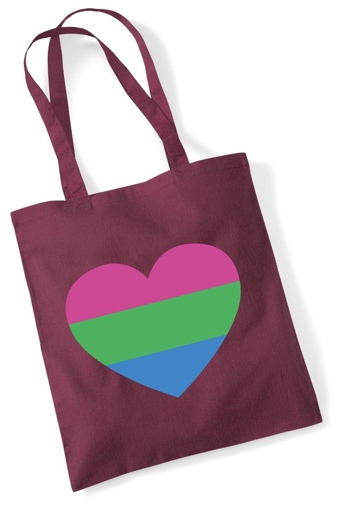 Huuraa Jutebeutel Polyuell Pride Flagge LGBTQ Herz 10 Liter Burgundy Baumwolle Tasche Geschenkidee