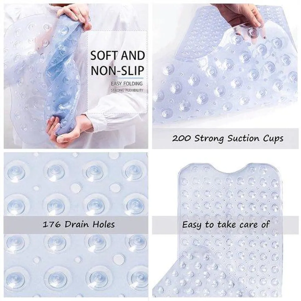 Tapis de baignoire antidérapant transparent pour seniors et enfants 100 cm