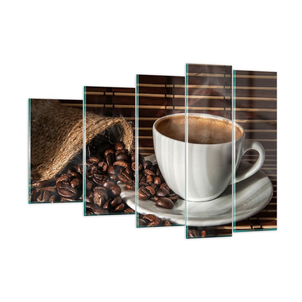 Bilder auf glas - Aroma Kaffee Getreide - 150x100cm - Glasbilder - Wandbilder - Kunstdruck - zum Aufhängen bereit - Wanddekoration aus Glas - Glas...
