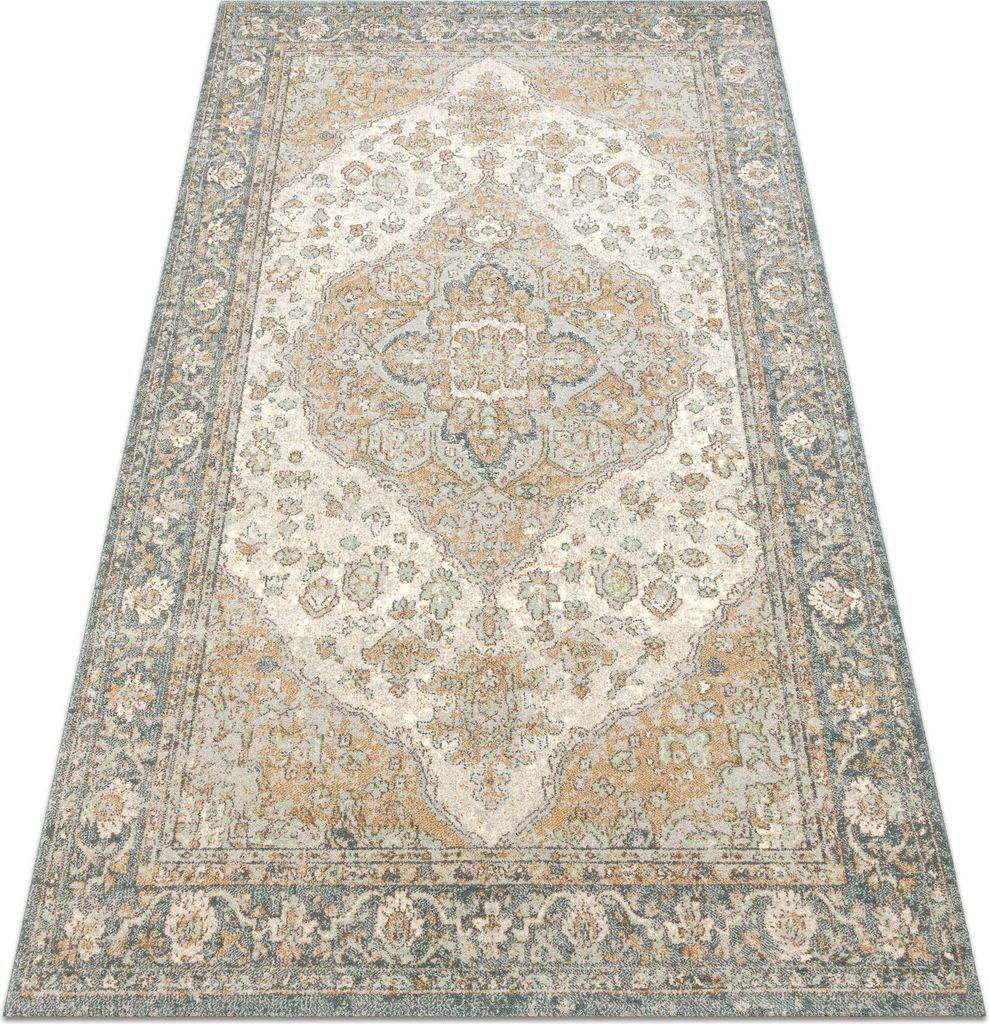 Wollteppich SOHO 477.01.LA113 OSTA - Ornament, Rosette, natural grün / beige Grün 200x300 cm