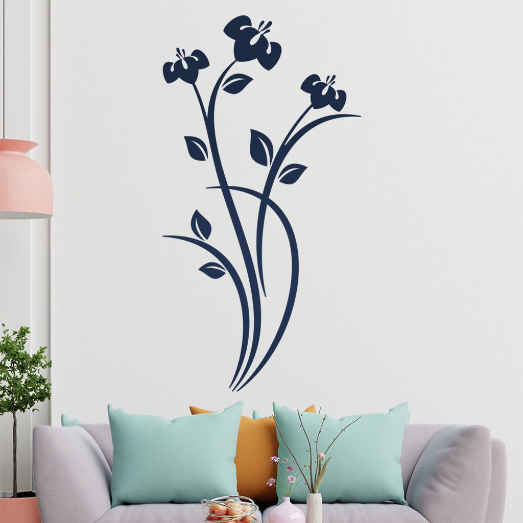 Blüten - Blätter - Pflanze Wandtattoo in 6 Größen - Wandaufkleber Wall Sticker - Dekoration, Küche, Wohnzimmer, Schlafzimmer, Badezimmer