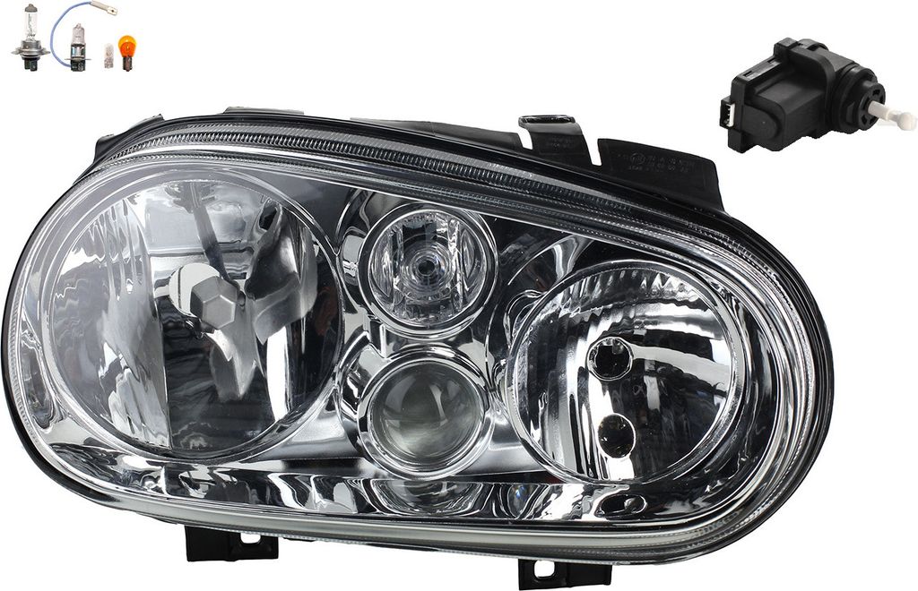 Johns, Scheinwerfer passend für VW Golf IV 08/97-06/05 Rechts Leuchtmitt. m. Stellmotor 1J0941295B 1J0941295F 9948336 1J0941295C 6X0941295 6X0941295D