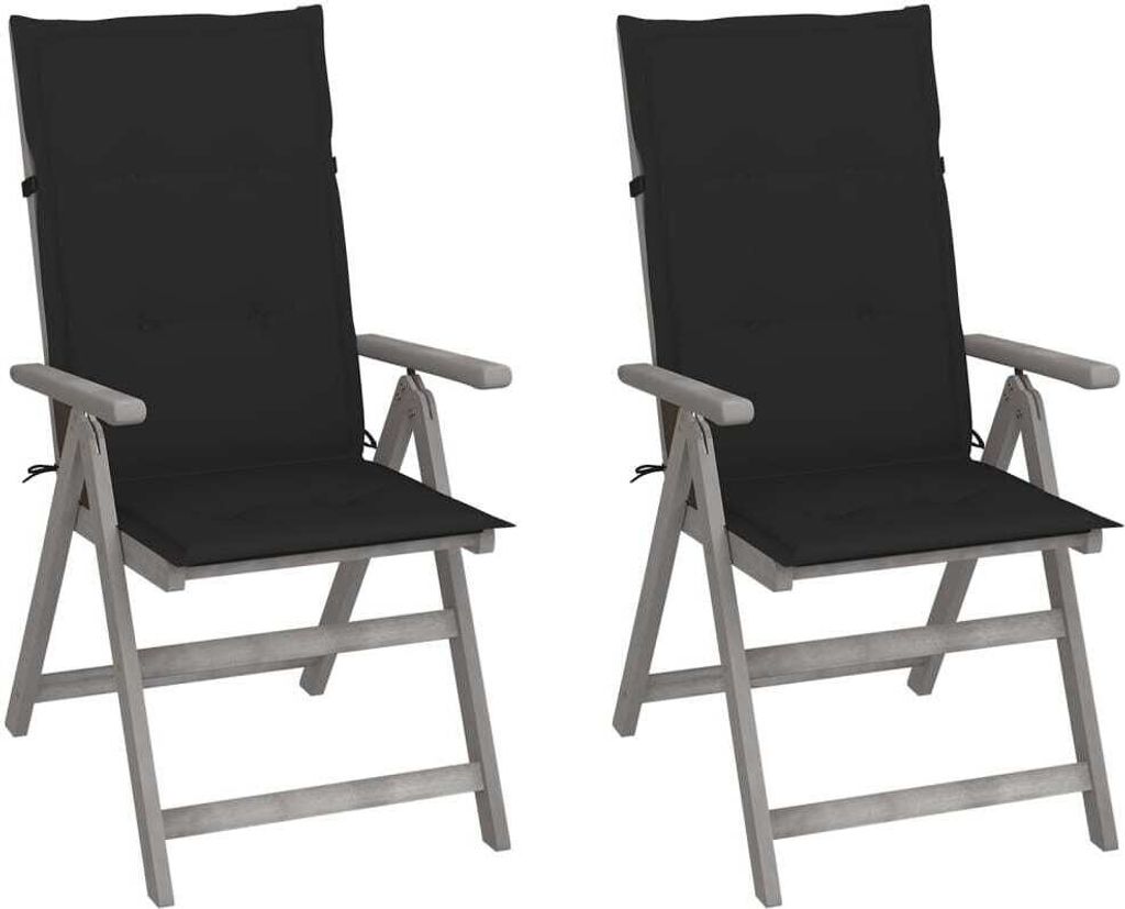 Verstellbare Gartenstühle 2 Stk. mit Auflagen Massivholz Akazie