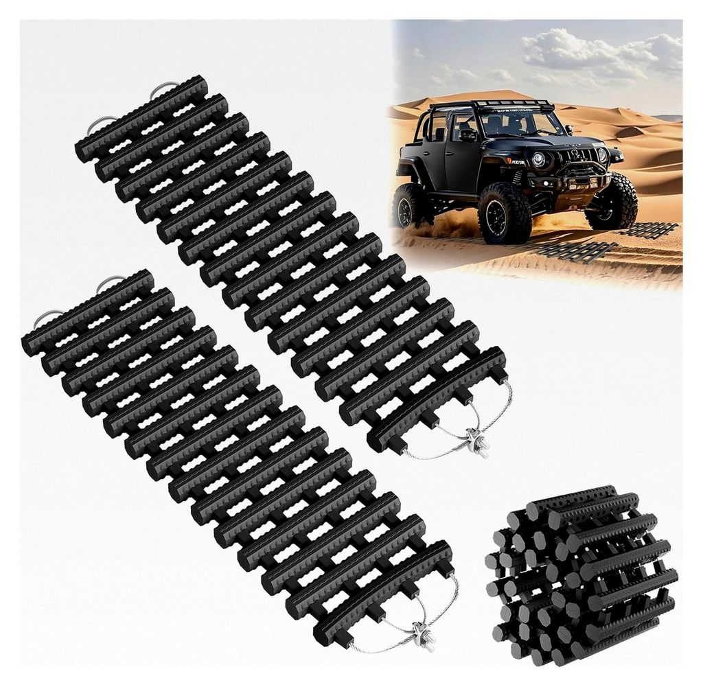 2er-Set Auto Anfahrhilfe 60 x 21 cm Traktionsmatte mit Tragetasche Schwarz