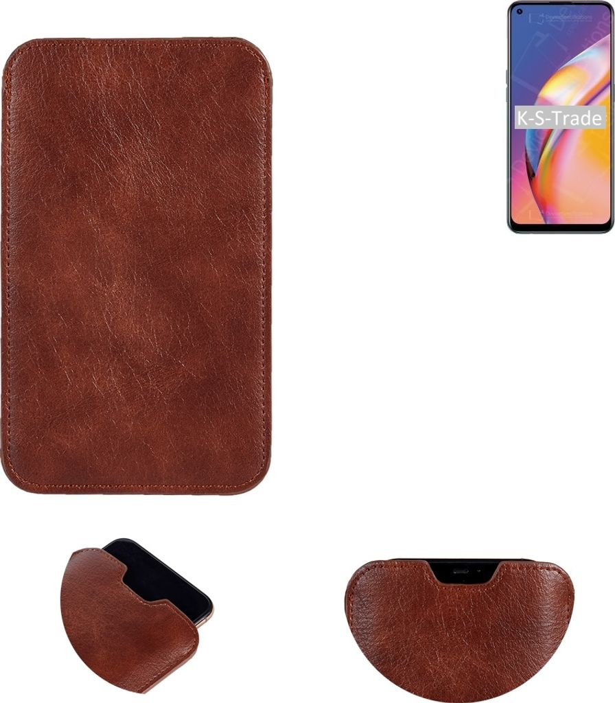 K-S-Trade Schutzhülle Handyhülle kompatibel mit Oppo Reno5 F Handytasche Kunstleder Sleeve in braun