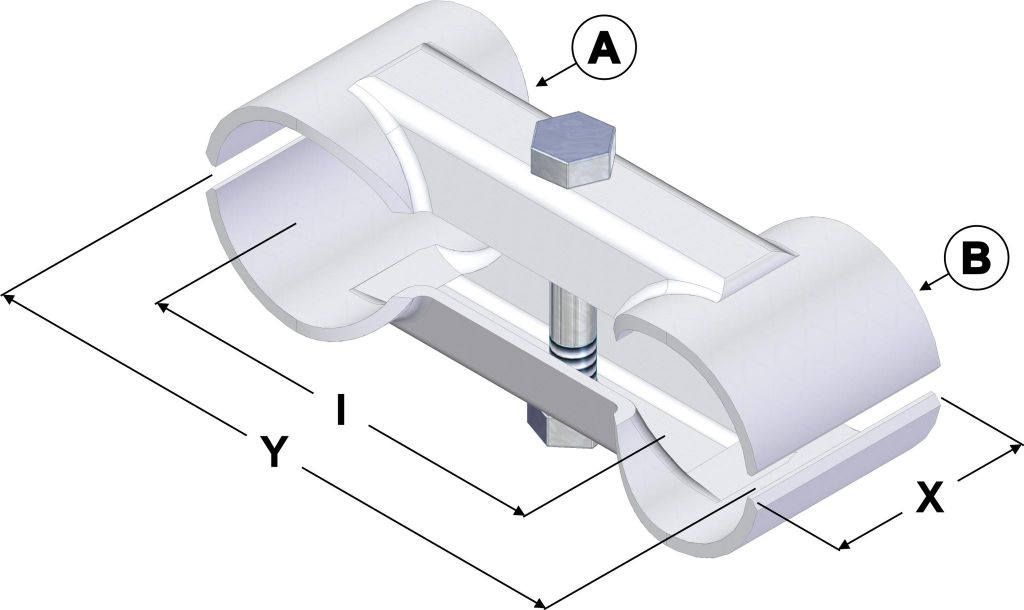 Doppelschelle, A 1 1/4" (Ø 42,4 mm) x A 3/4" (Ø 26,9 mm)