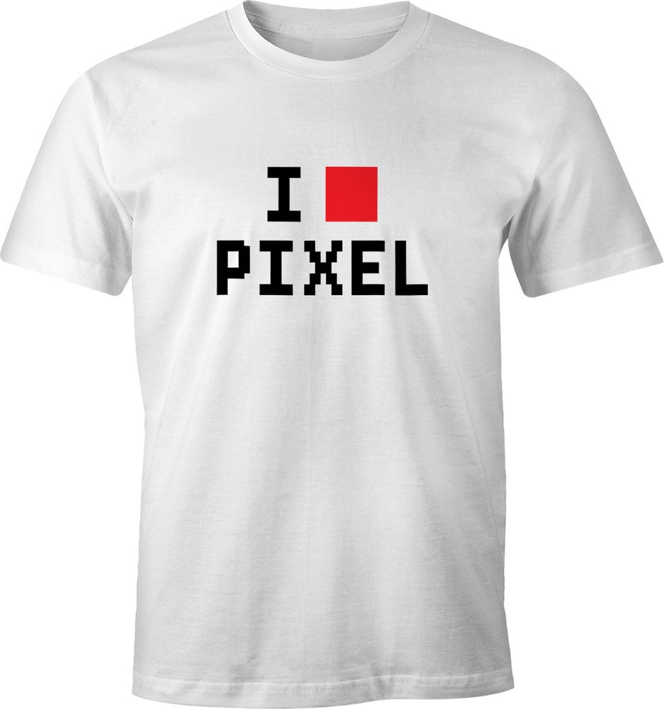Herren T-Shirt I Love Pixel Fun-Shirt Nerd-Shirt Moonworks weiß M