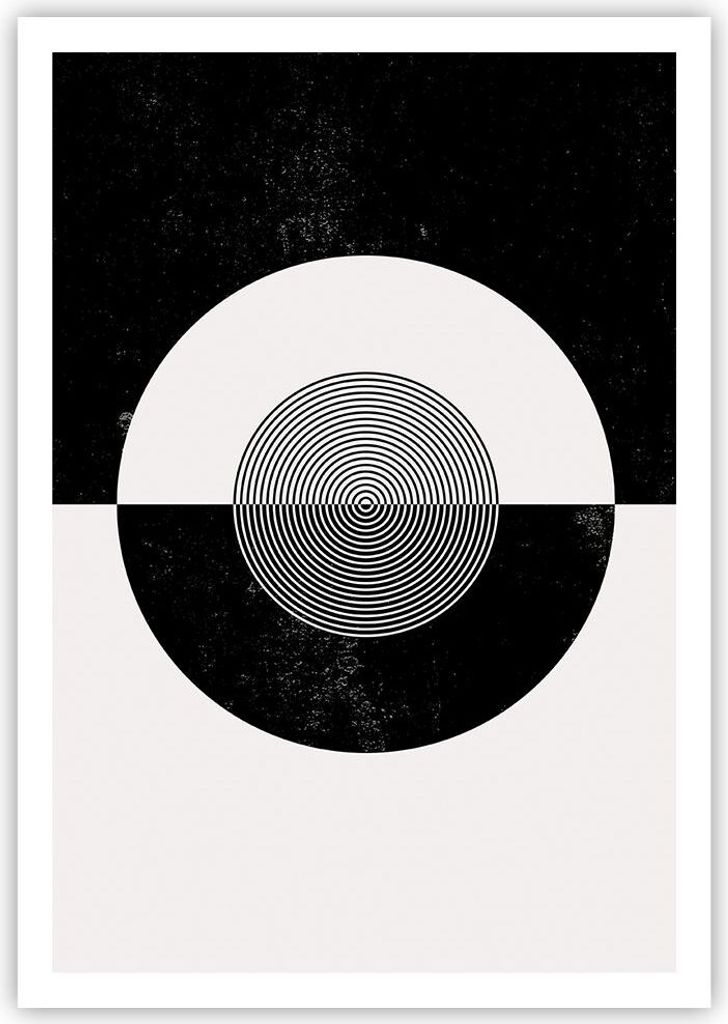 Poster - Poster ohne Rahmen - Abstraktion Rad Schwarz und Weiß - 70x100 cm - Wand Bild - Wanddeko - Wandbilder - Kunstposter - Wandposter - Bilder...
