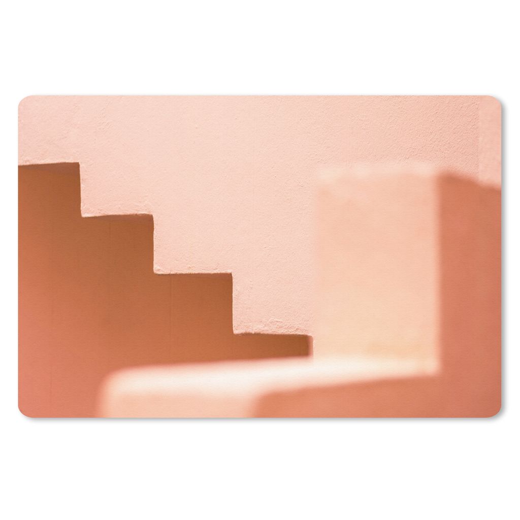 MuchoWow Schreibtischunterlage Architektur - Treppe - Pastell - Rosa 60x40 cm - XXL Mauspad - Großes Mauspad
