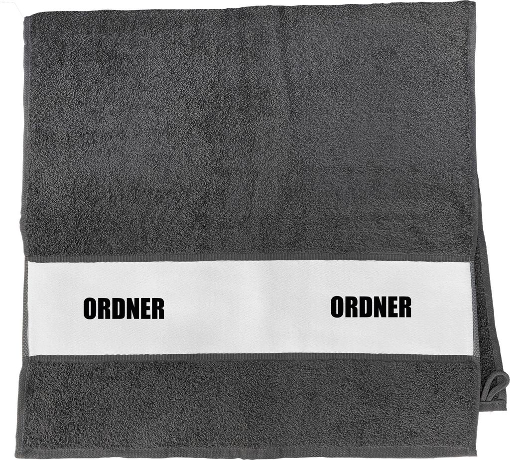 Huuraa Handtuch Ordner Schriftzug 50x100cm Graphite Baumwolle Handtuch Geschenkidee