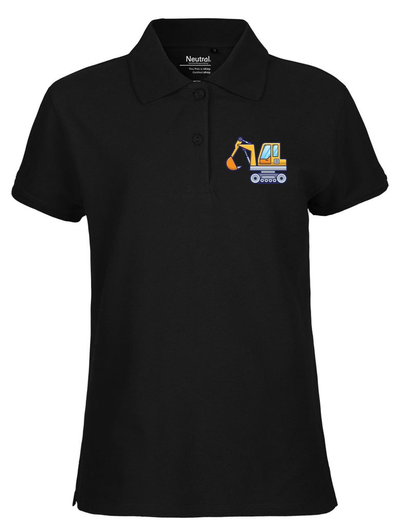 Huuraa Damen Polo Shirt Bagger Comic XXL Black Bio Baumwolle Fairtrade Poloshirt Geschenkidee