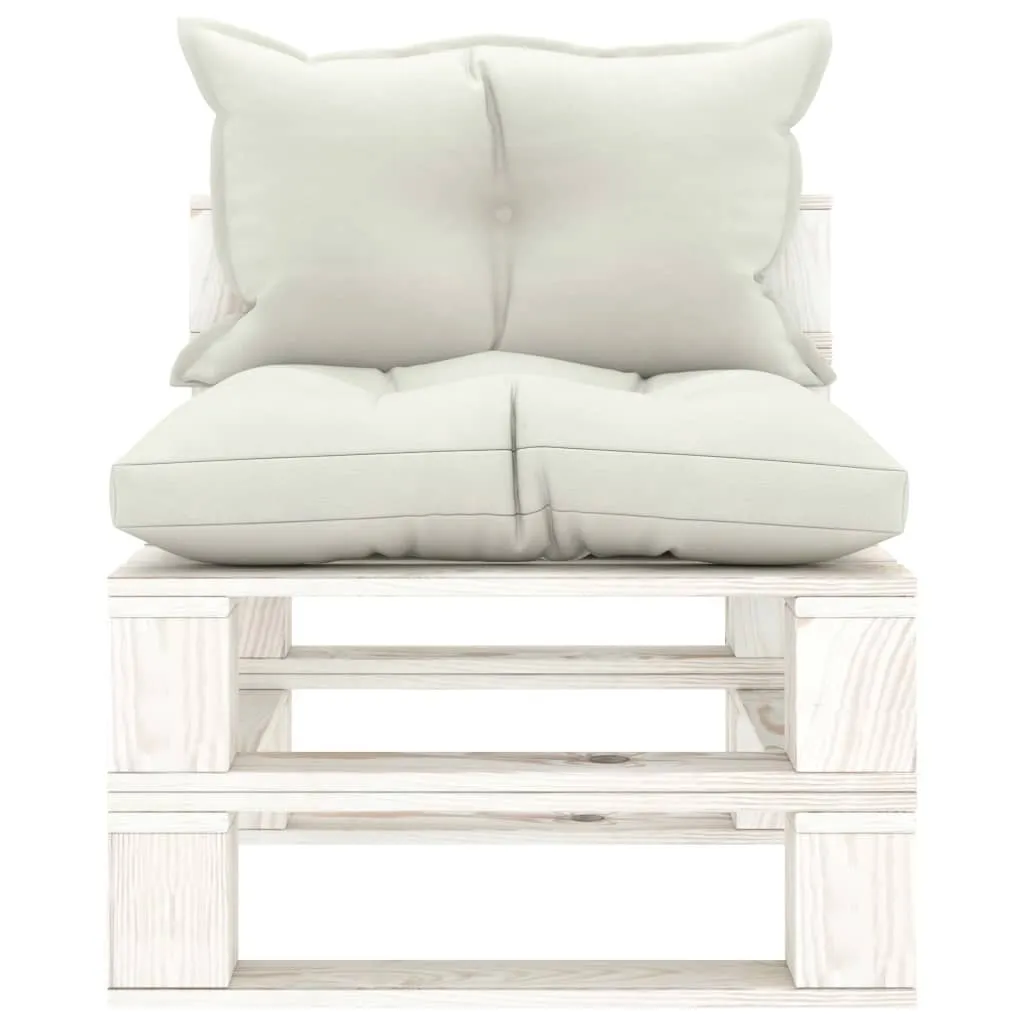SYFAX™ Poltrona Centrale da Giardino Pallet con Cuscini Beige in Legno
