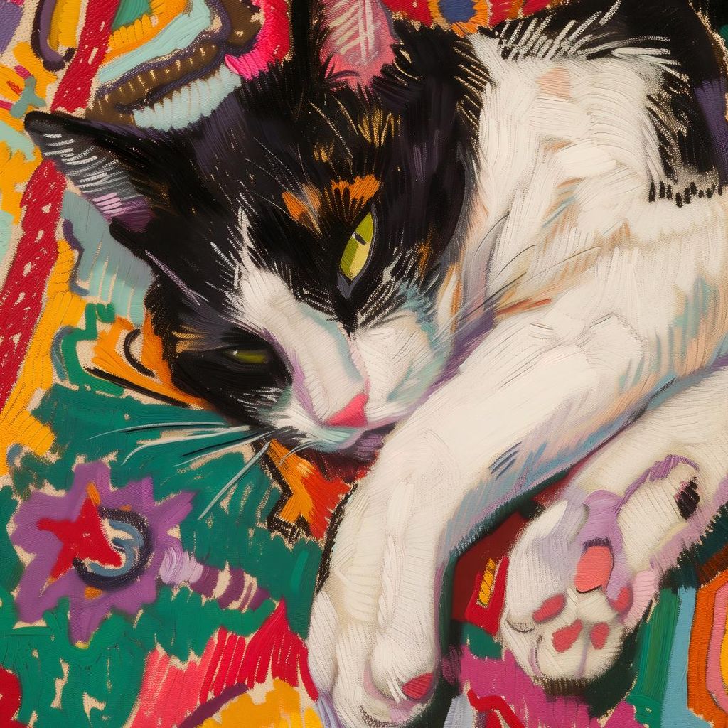 Plakat 30x30cm Traum einer bunten Katze