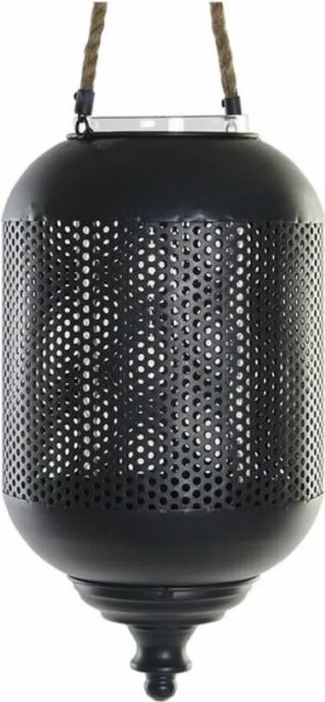 Bougeoir DKD Home Decor Brun Noir Métal Verre Corde 22 x 22 x 43 cm