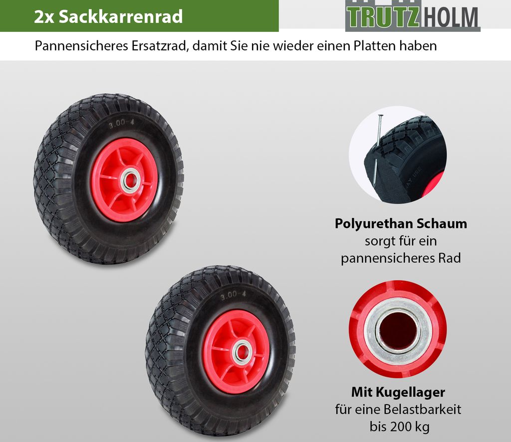 2x Sackkarrenrad Pannensicher 260x85 mm 3.00-4 60mm Produktbild 2