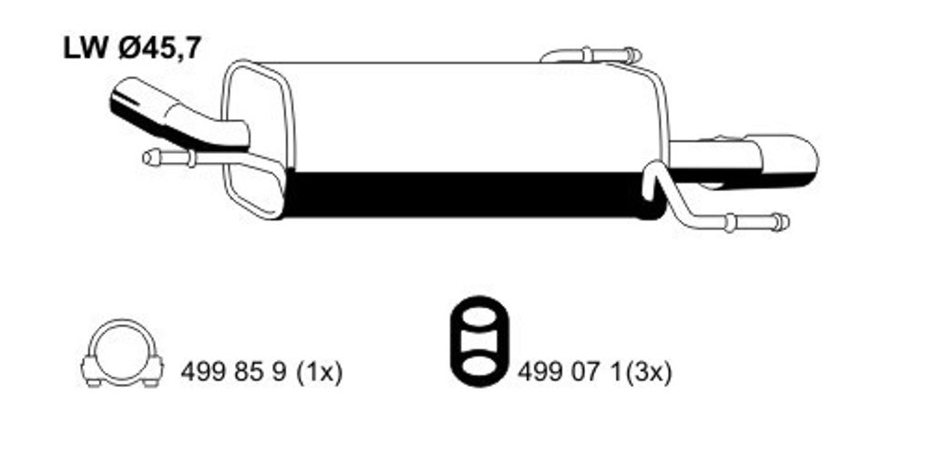 ERNST 011235 Endschalldämpfer für OPEL Corsa C Schrägheck (X01) Auspuff