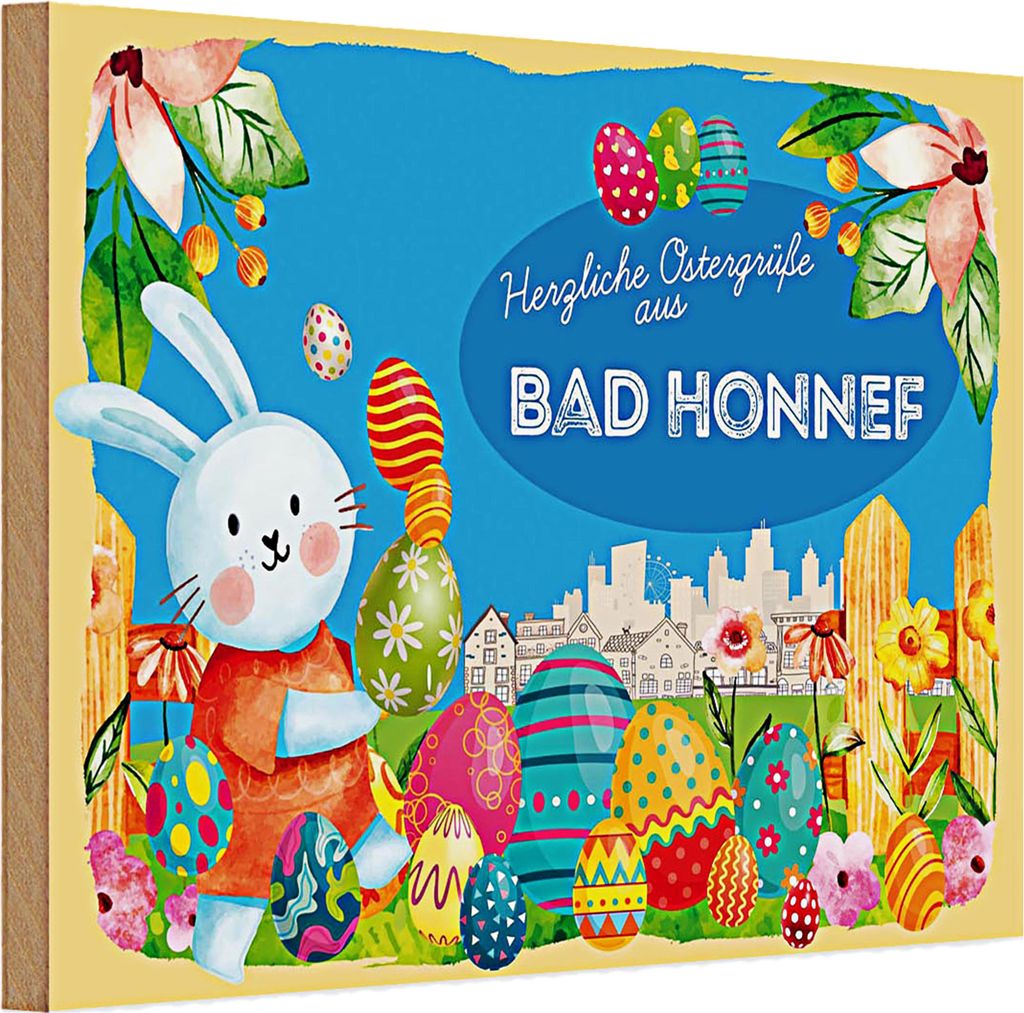 Holzschild Ostern Ostergrüße 30x20cm BAD HONNEF
